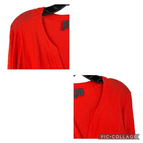 Anthropologie Left of Center Blood Orange Faux Wrap Slub Draped Hem Top - Sz M - Picture 6 of 16